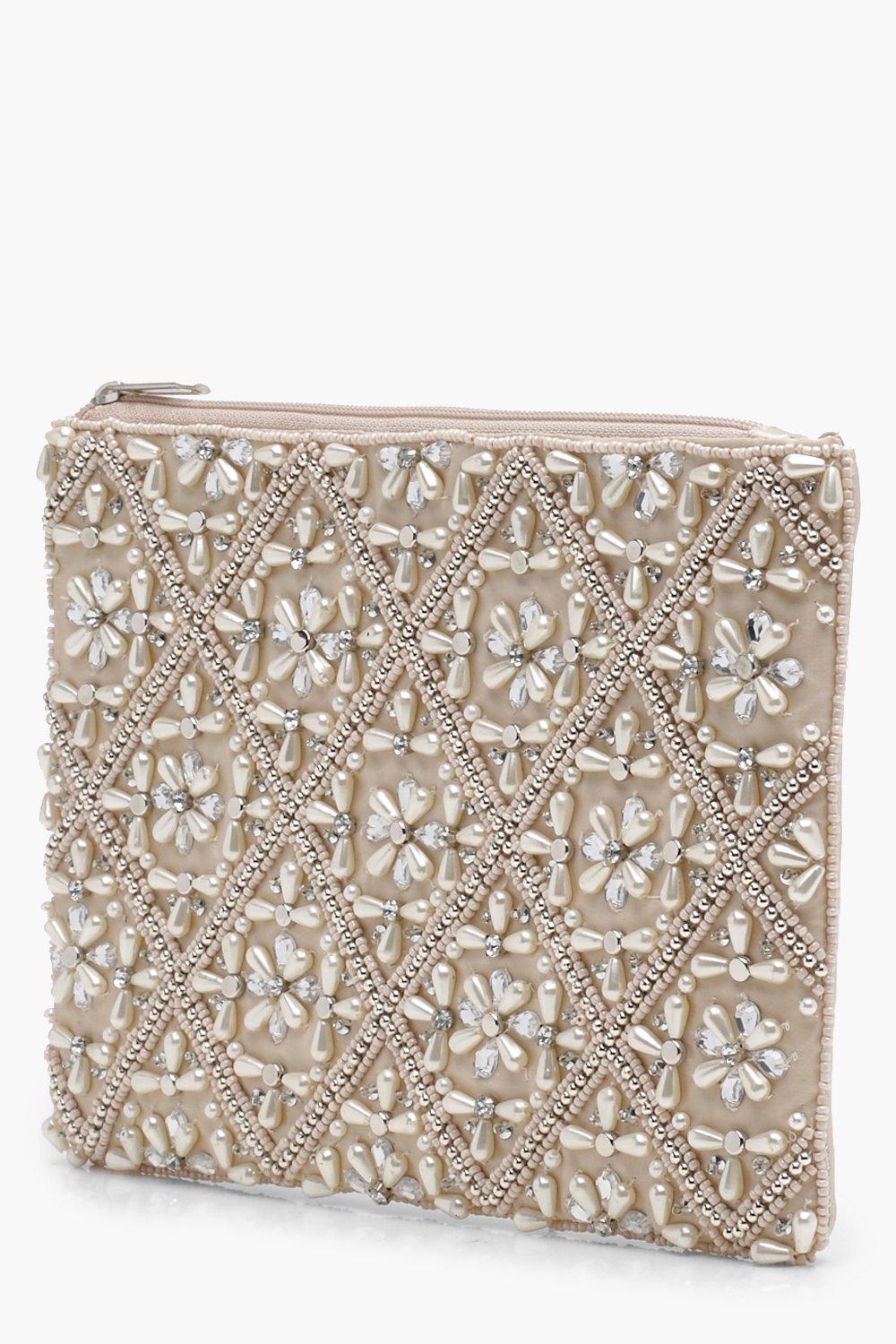 White embellished clutch bag sale