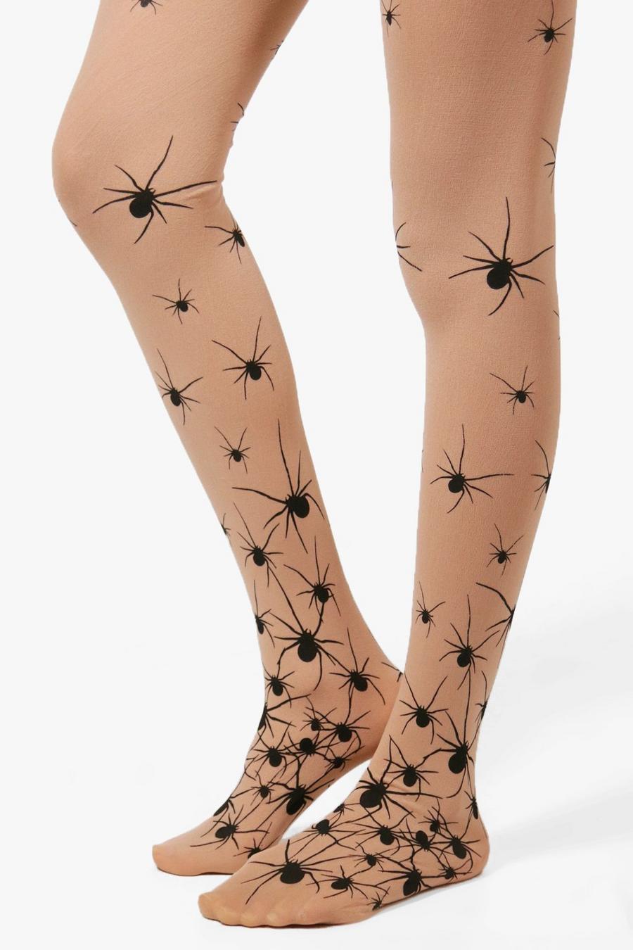 Halloween Mia Opaque Spider Tights, Nude image number 1