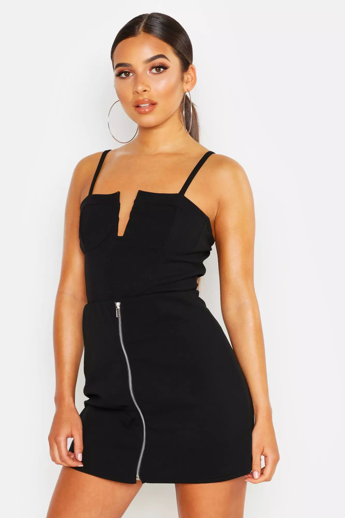 Black Zip Through A Line Mini Skirt alternative image