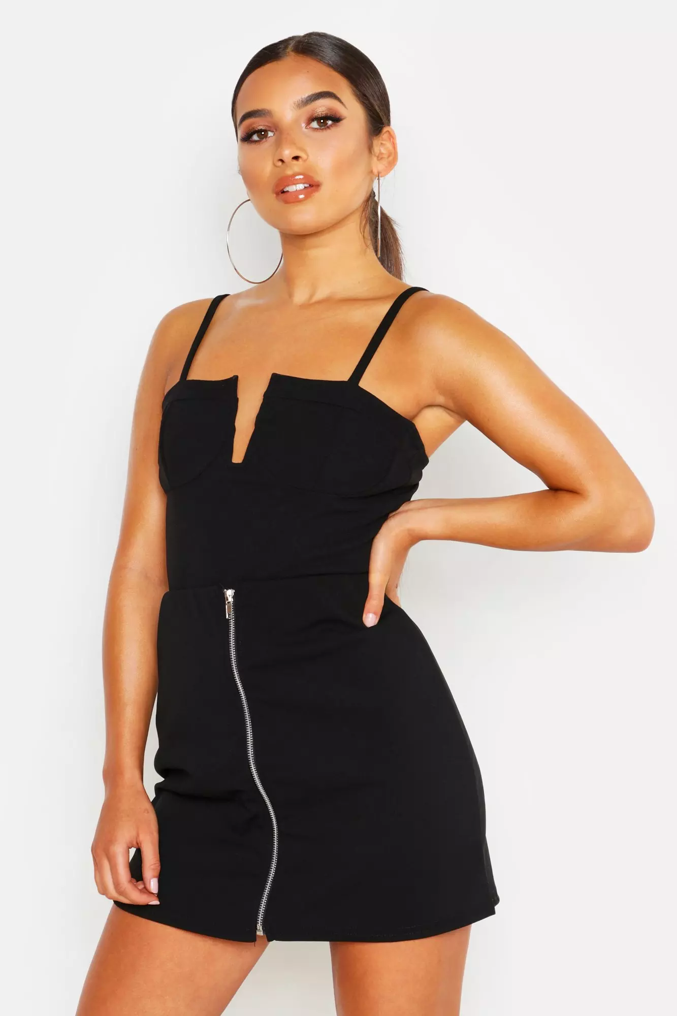 Black Zip Through A Line Mini Skirt alternative image