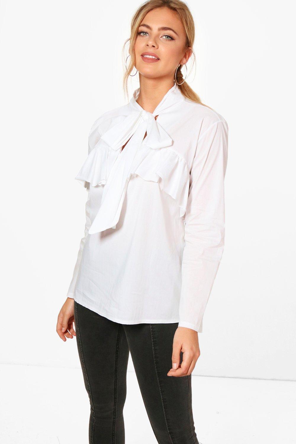 ruffle bow blouse