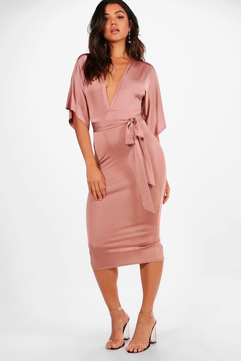 slinky kimono midi dress