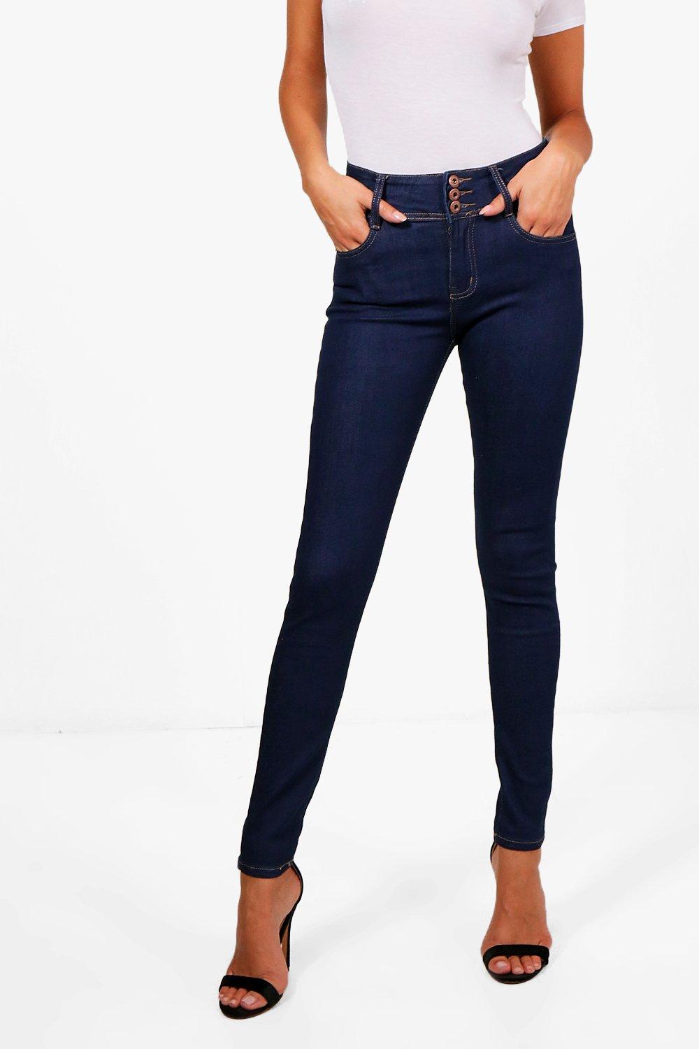 3 button high waisted skinny jeans
