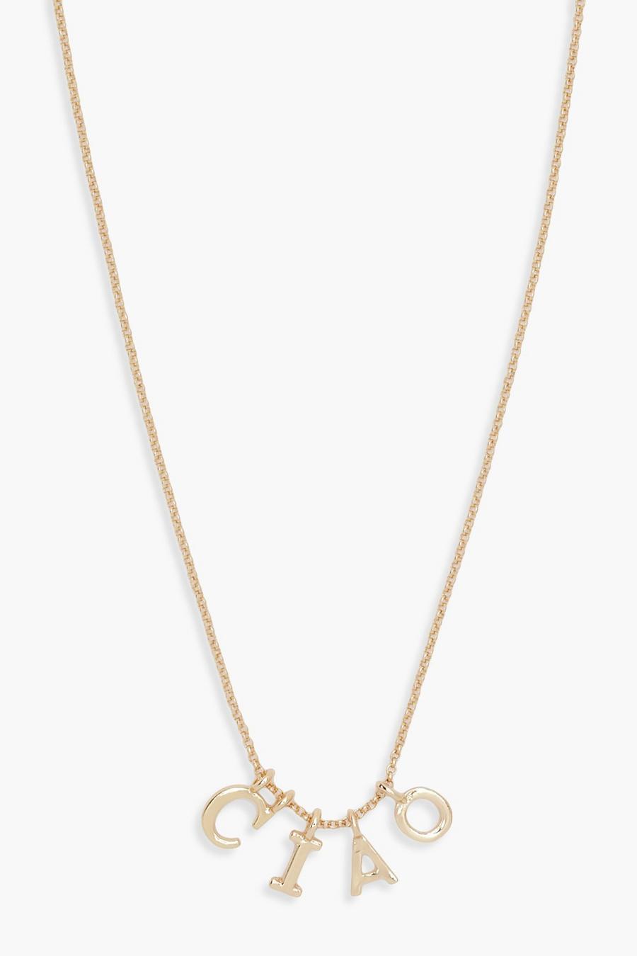 Jenna CIAO Slogan Necklace, Gold metallizzato image number 1