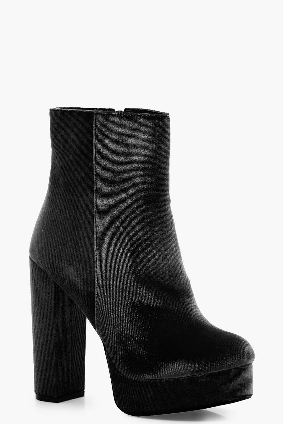 Maisie Velvet Platform Ankle Boots, Black image number 1