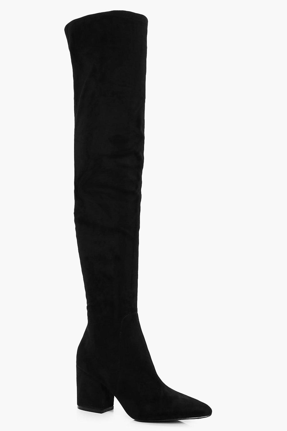 over the knee block heel boots uk