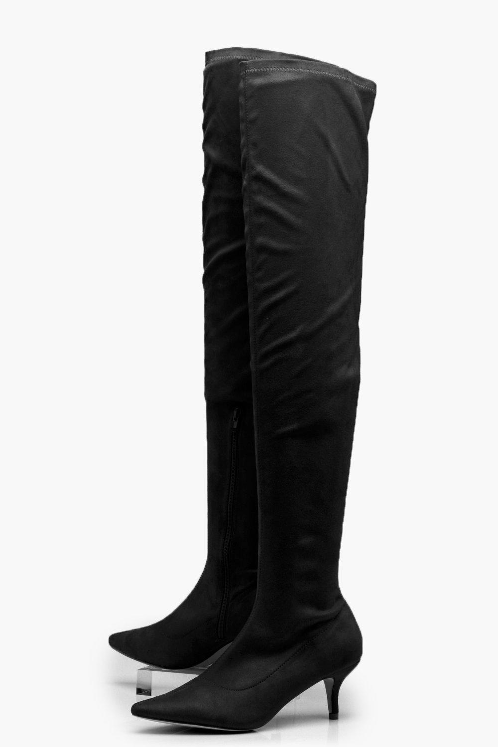 Kitten heel clearance over knee boots