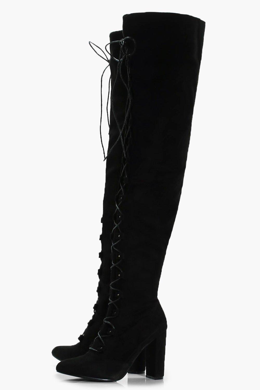 black round toe over the knee boots