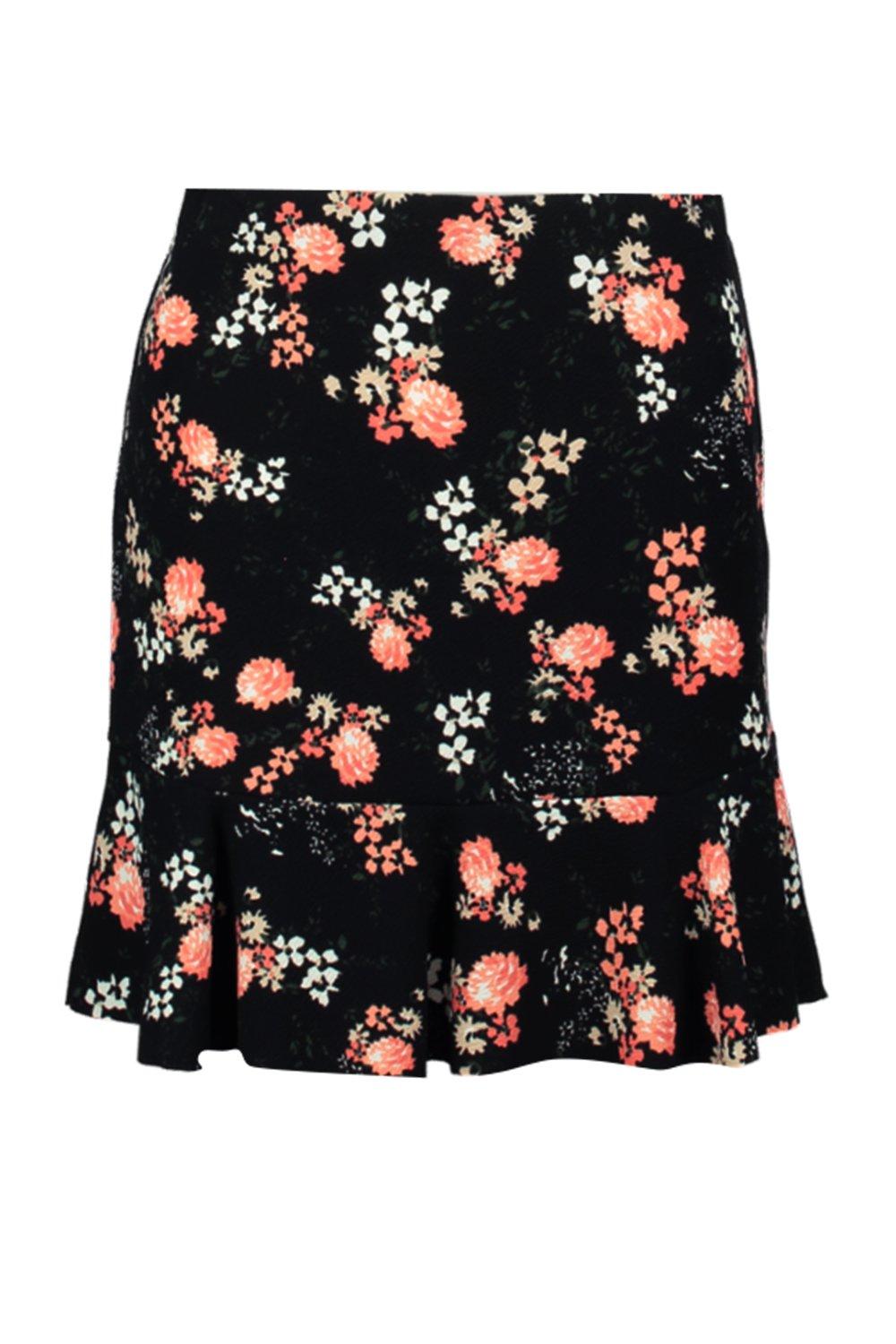 Floral drop hem mini skirt hotsell