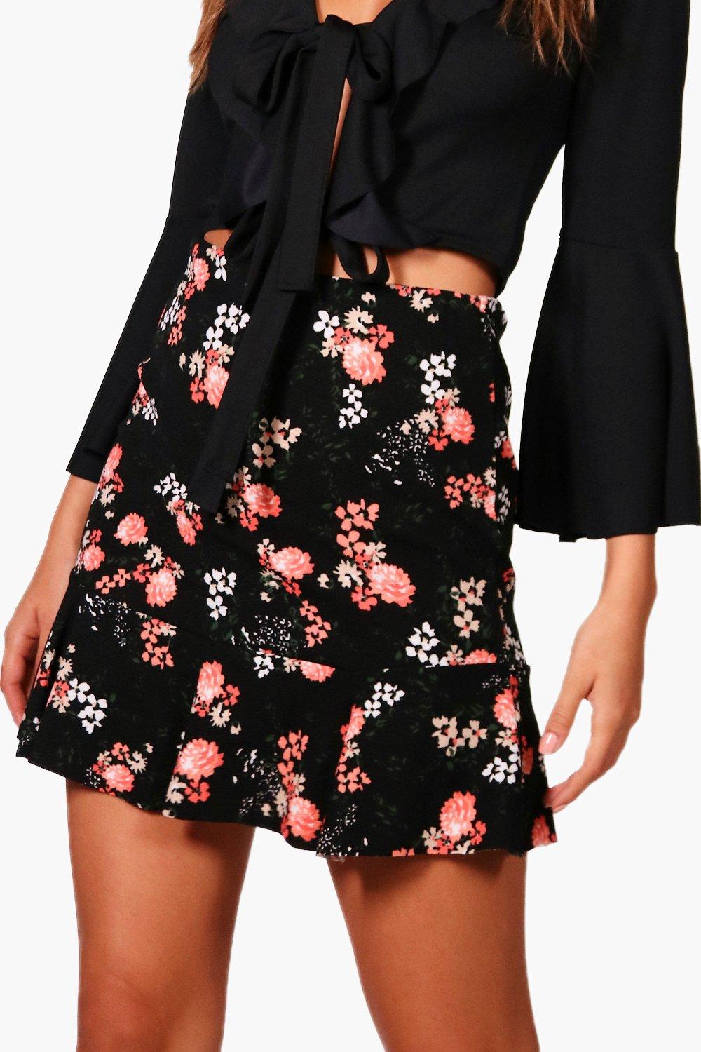 Floral drop hem mini skirt hotsell