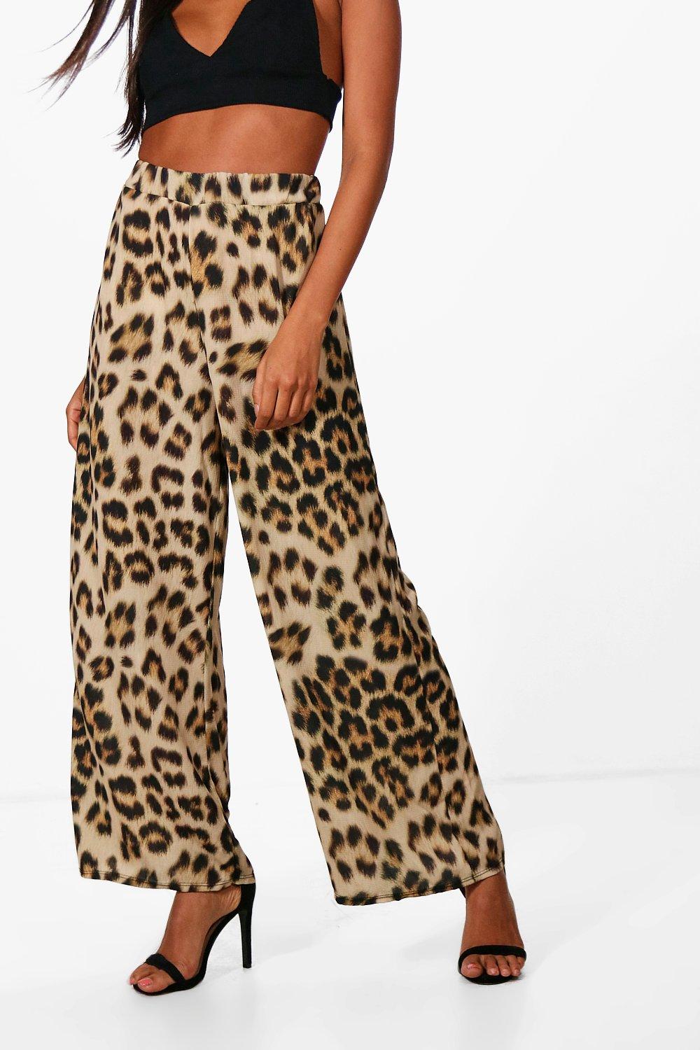 Leopard print sale trousers boohoo