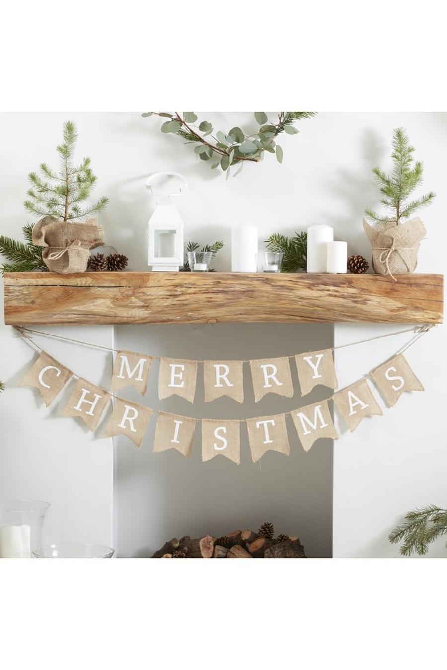 Merry Christmas Hessian Bunting image number 1