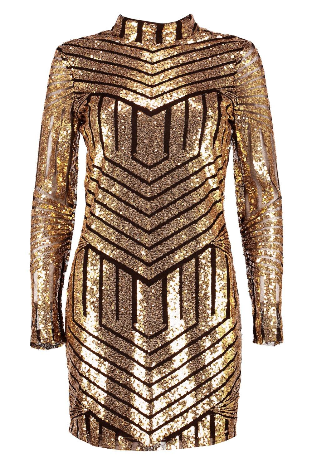 Boutique Sequin and Mesh Bodycon Party Dress