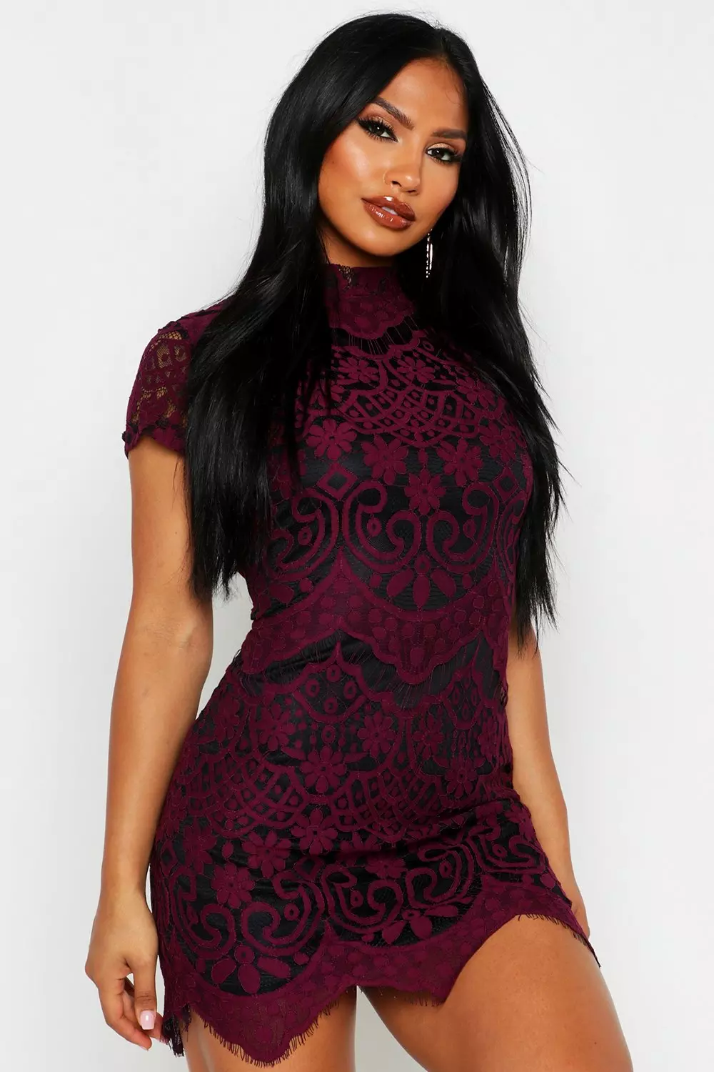 Boutique eyelash lace bodycon dress on sale