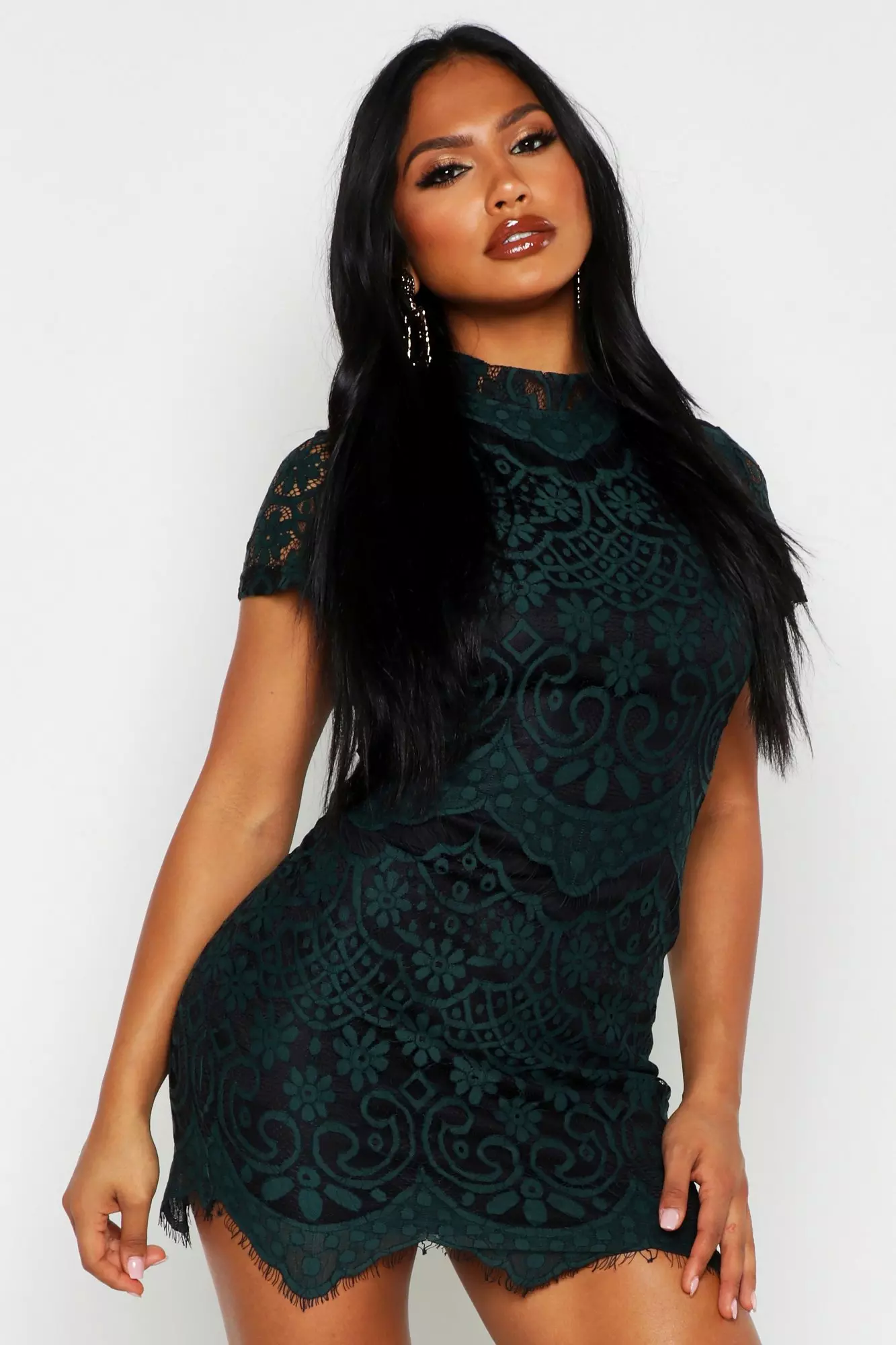 Green lace hotsell bodycon dress