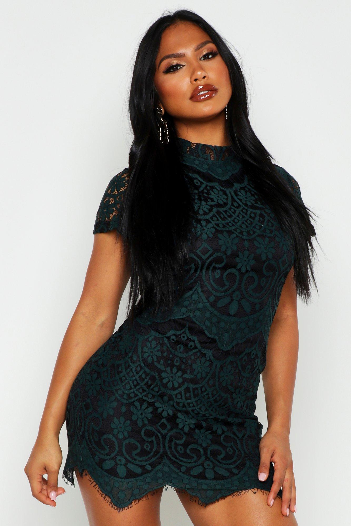 Boutique Eyelash Lace Bodycon Dress 