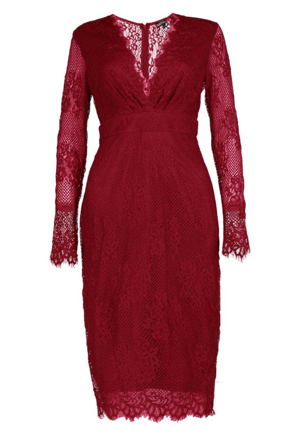 Boohoo boutique eyelash 2025 lace midi dress