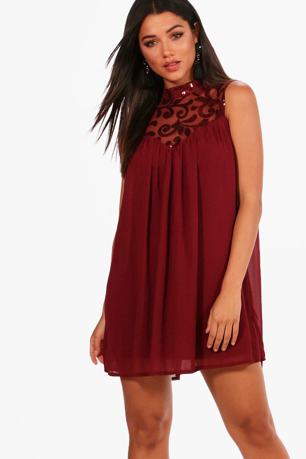 red sequin swing dress