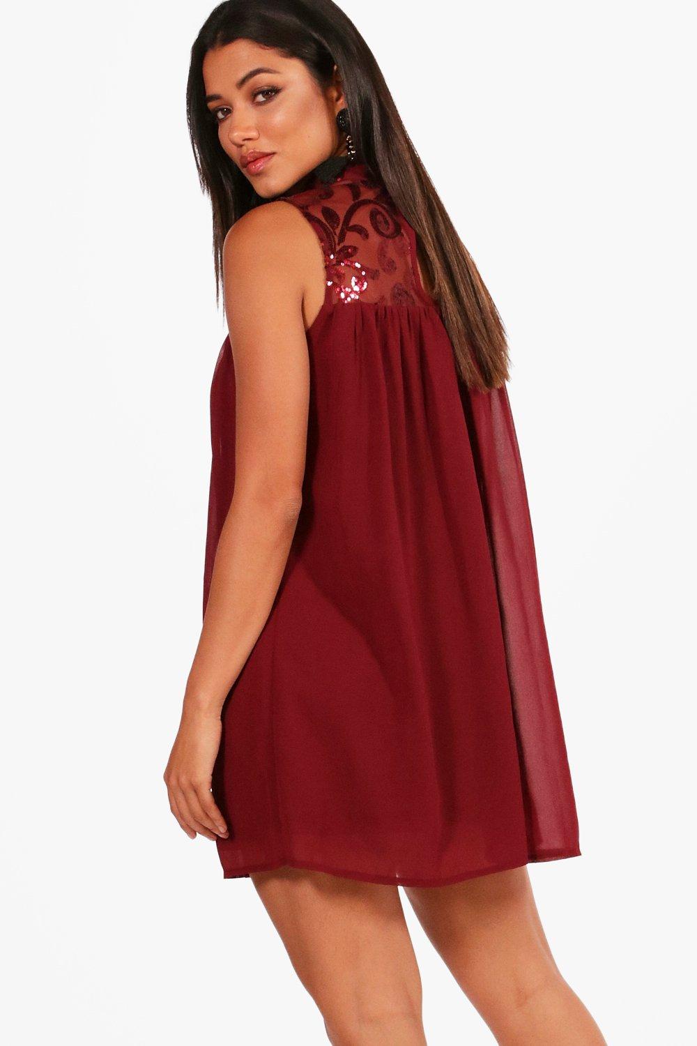 red sequin swing dress