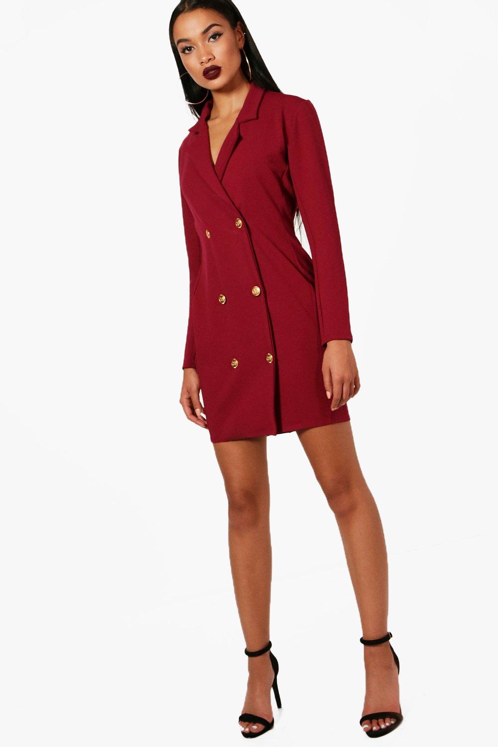 boohoo red blazer dress