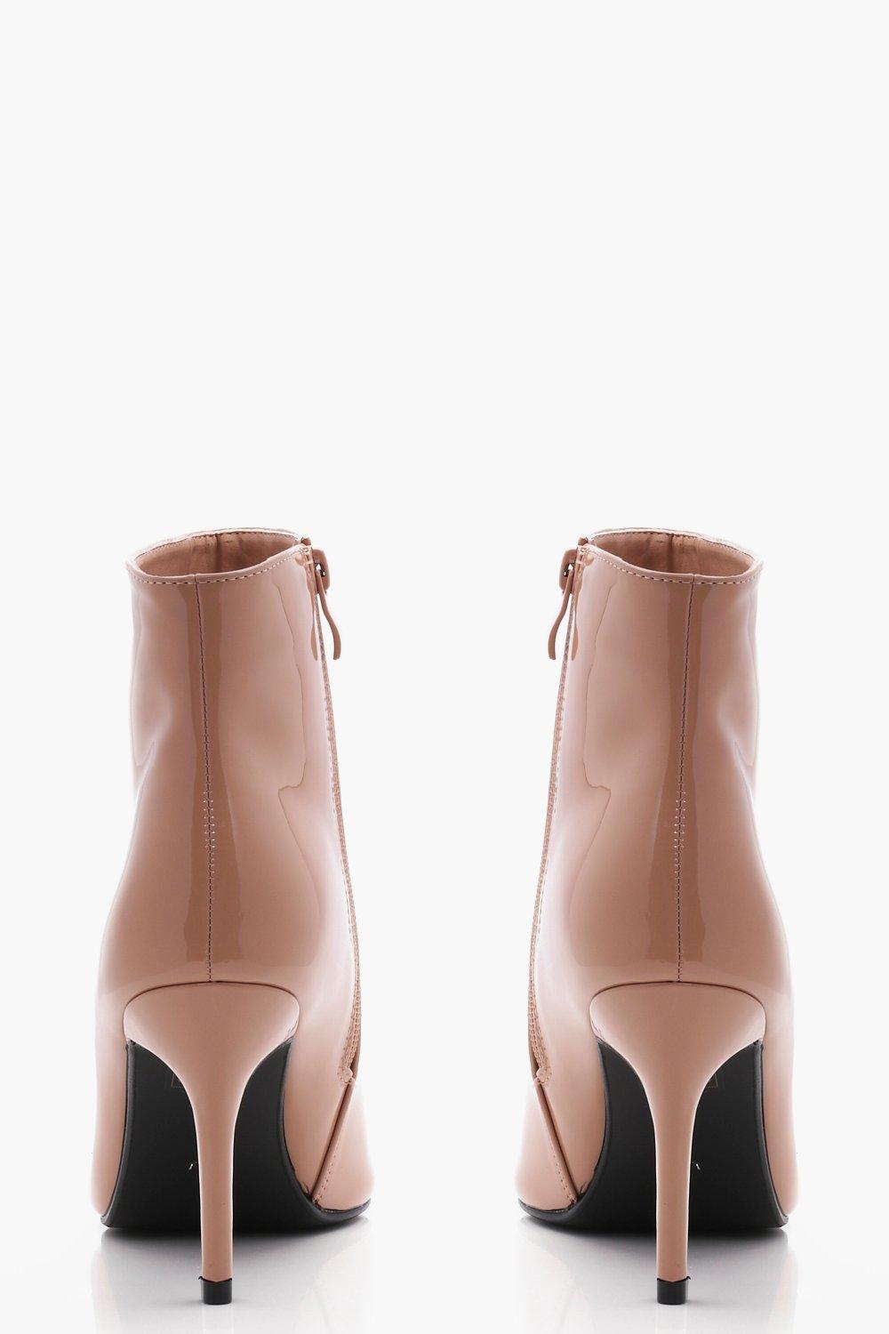 patent pointed ankle boots