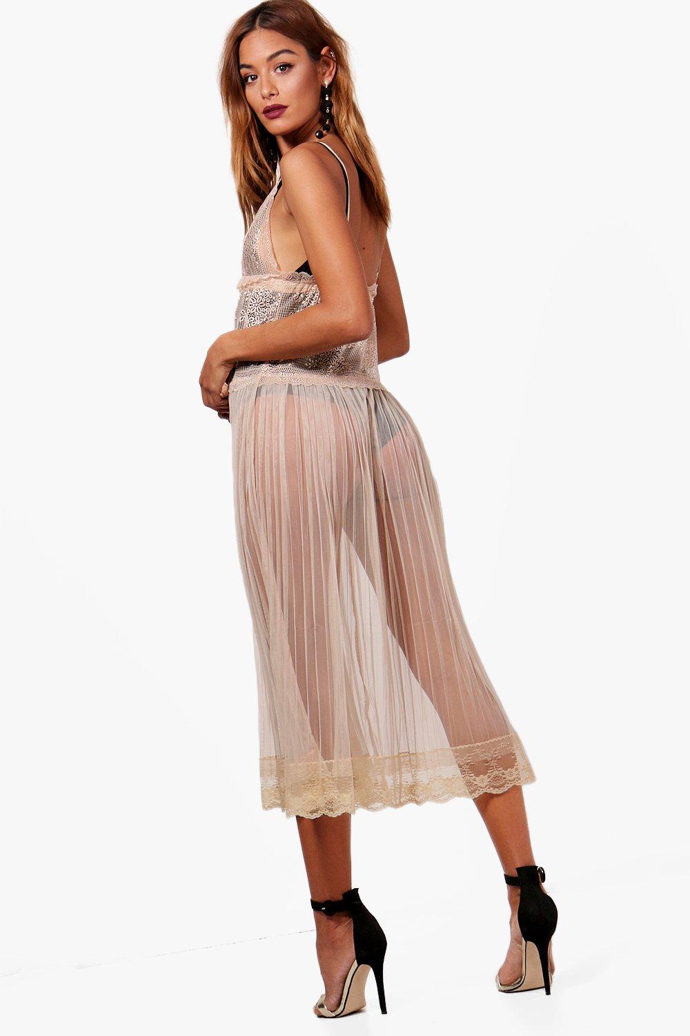 Mesh and Lace Sheer Slip Dress