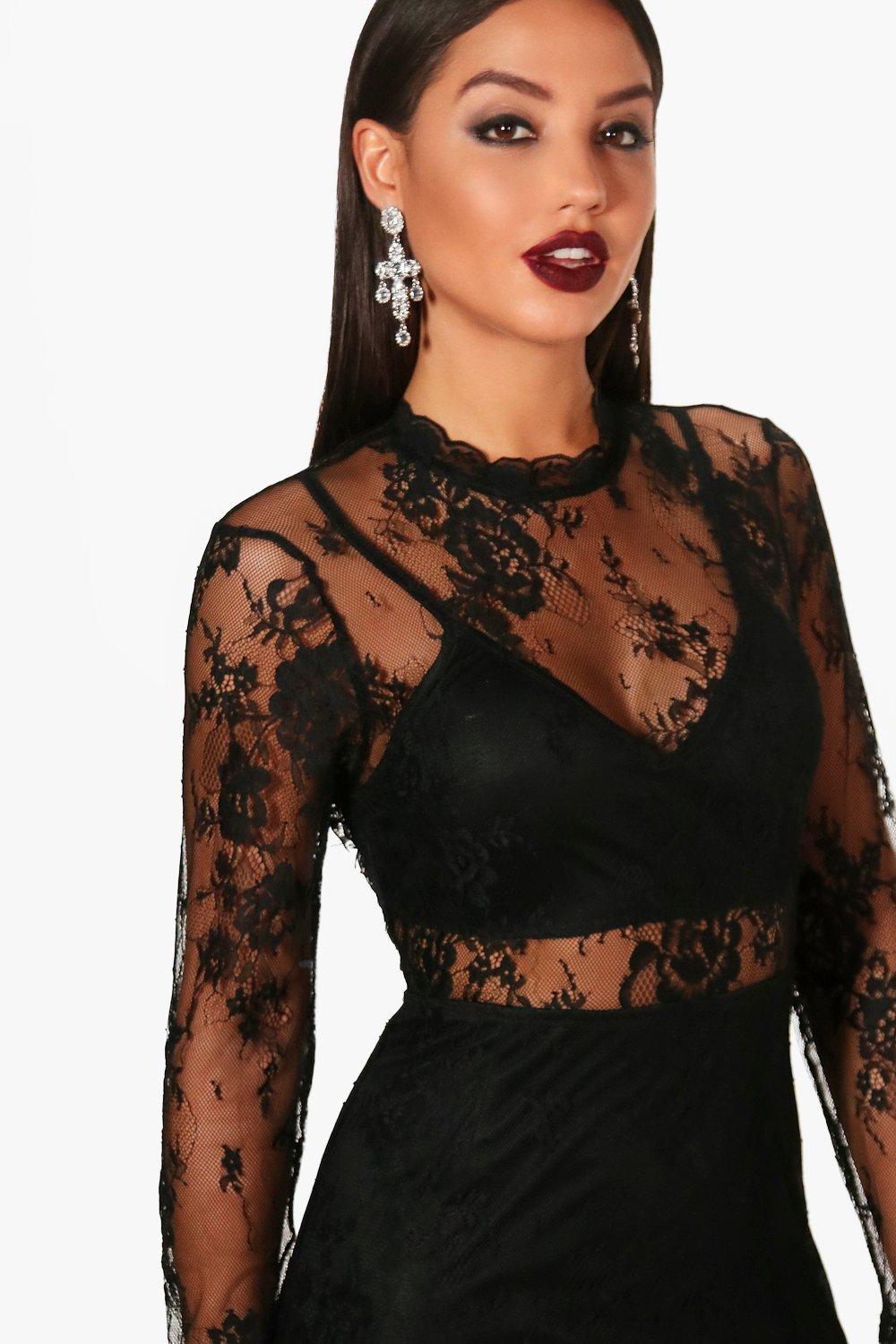 boohoo lace bodycon dress