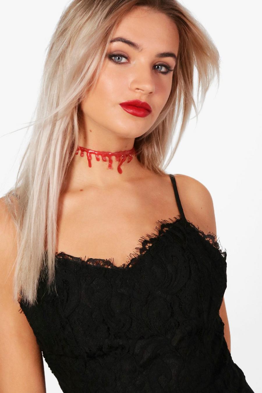 Blood Drip Halloween Choker, Red image number 1