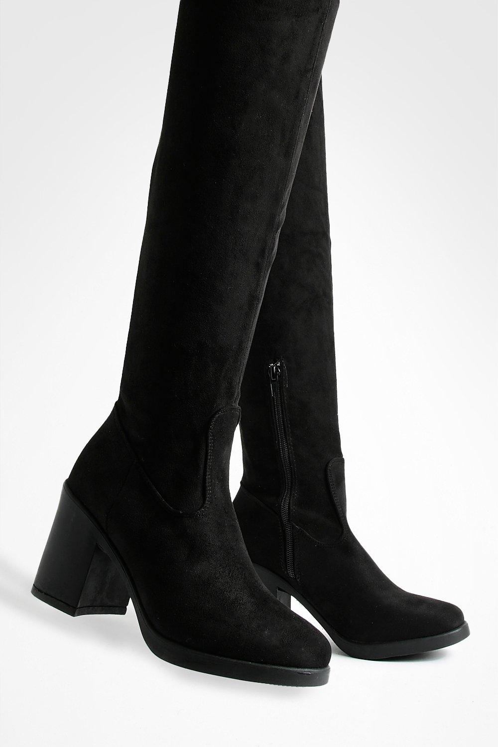 Chunky Over The Knee High Boots Boohoo UK