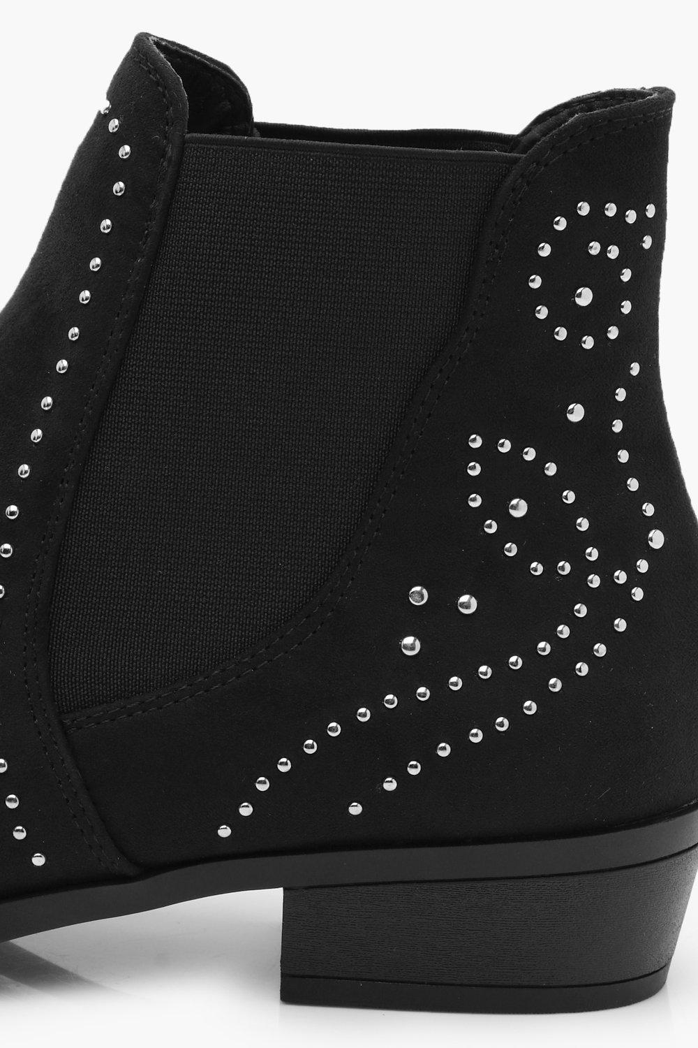 Pin Stud Western Detail Ankle Boots