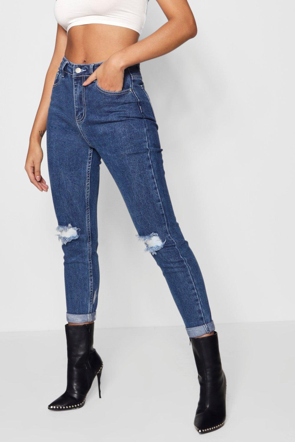 boohoo ripped mom jeans