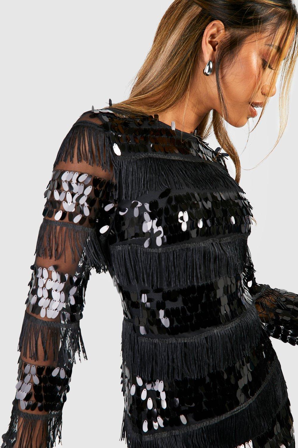 Black sequin dress outlet boohoo