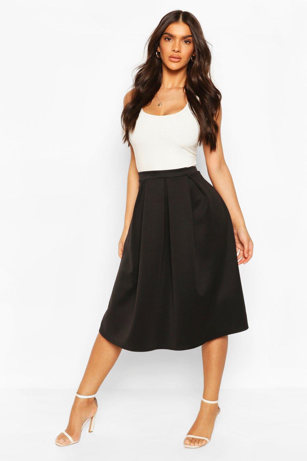 boohoo black midi skirt