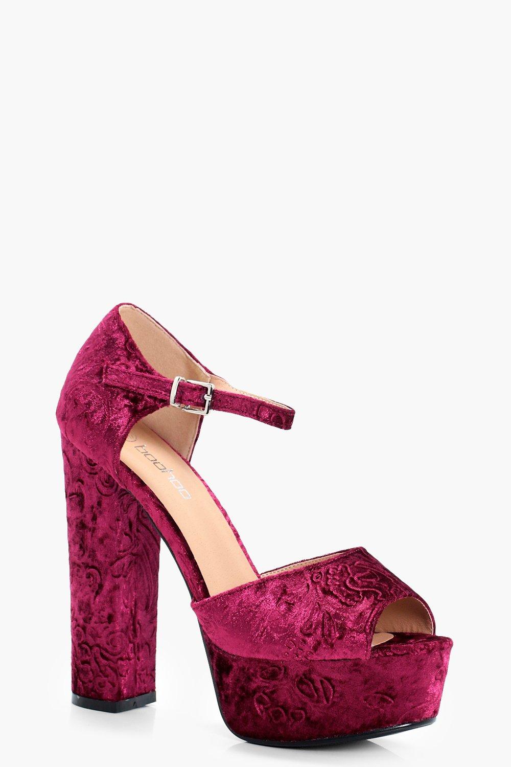 velvet platform heels