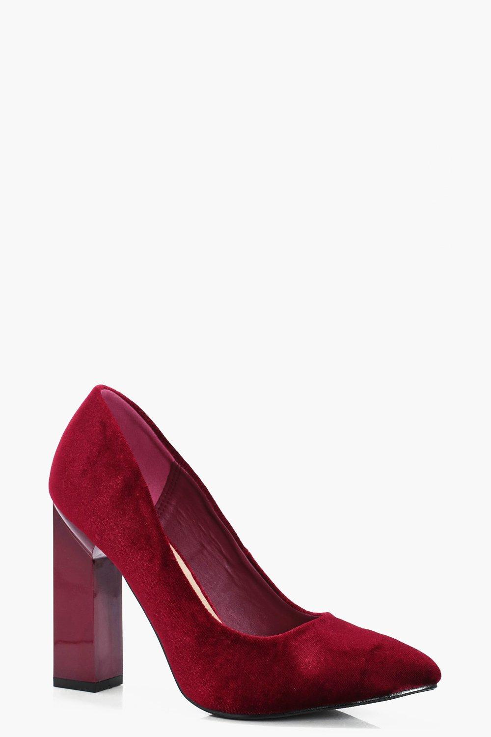Pointed Toe Block Heel Court Shoes 