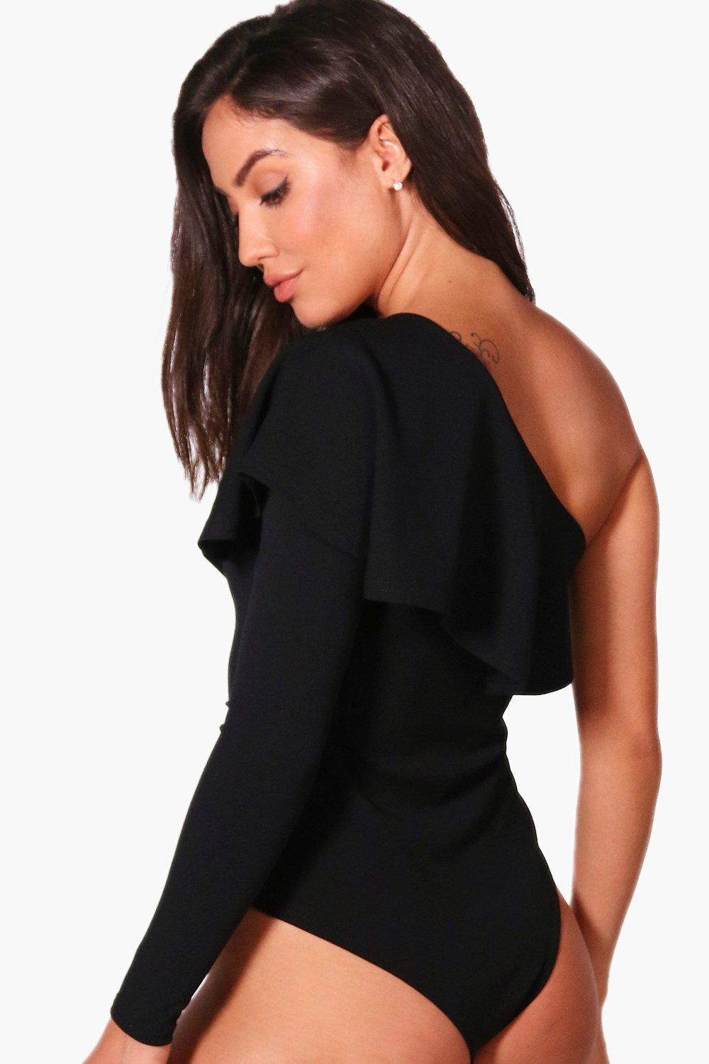 One Shoulder Ruffle Bodysuit boohoo