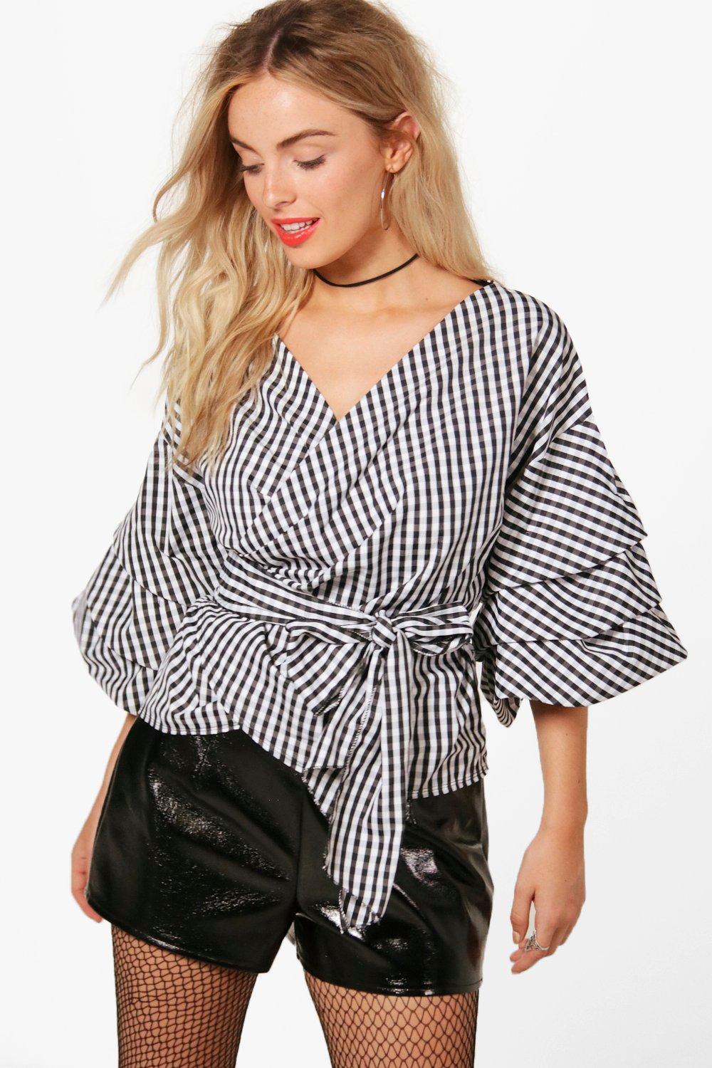 gingham ruffle top