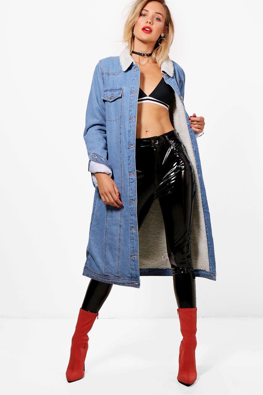 maxi denim coat