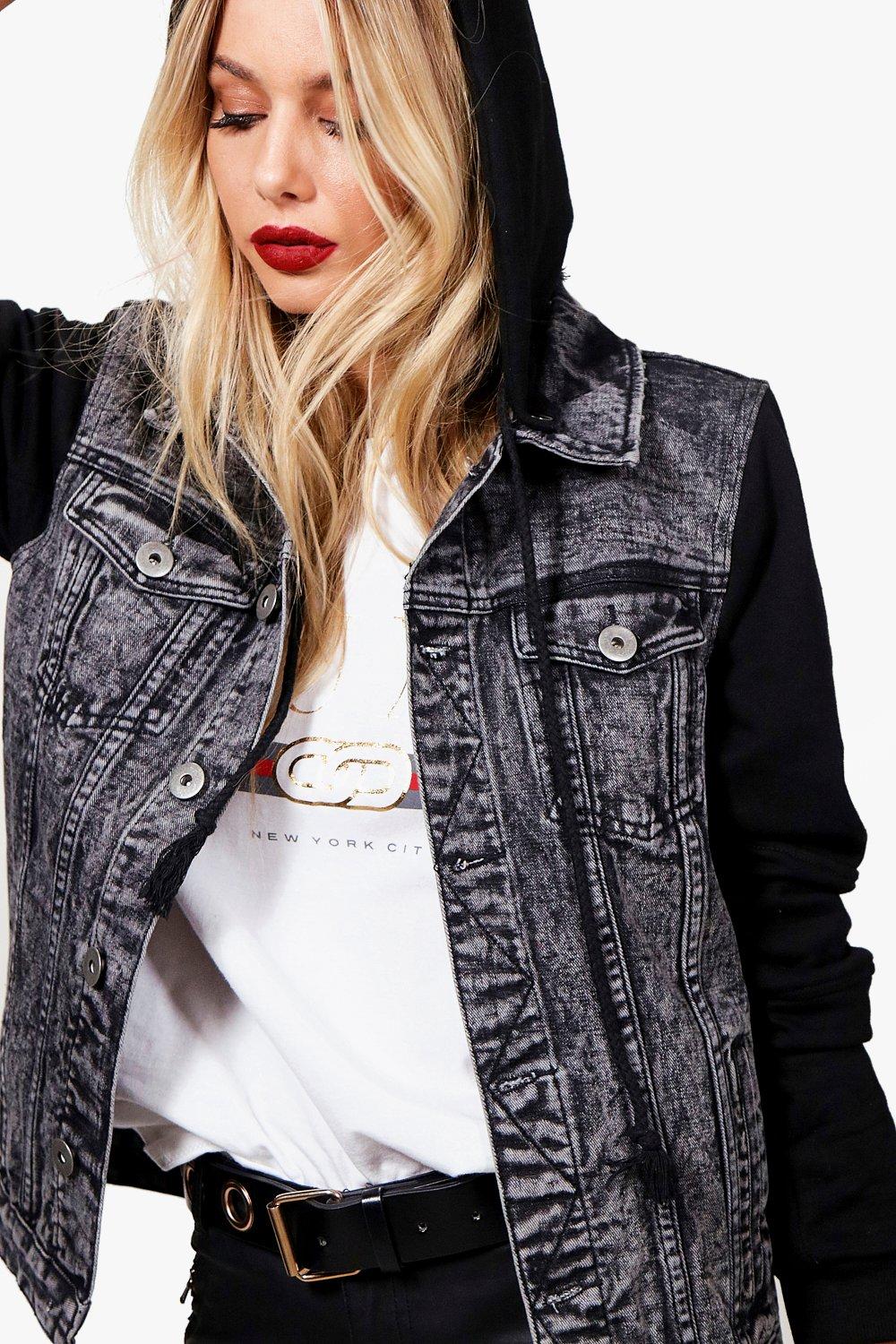 Jersey Sleeve Oversized Denim Jacket