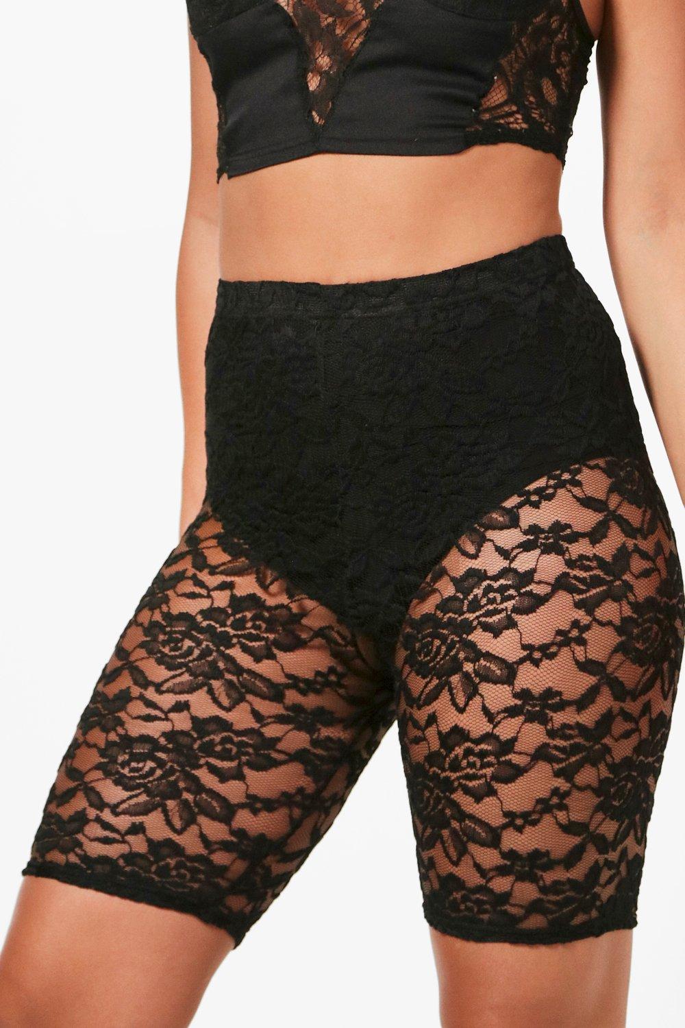 boohoo lace cycling shorts