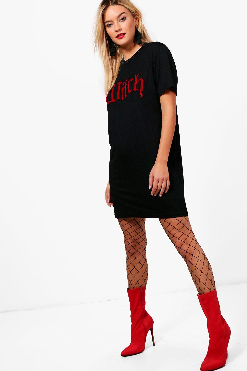 black and red t shirt dress