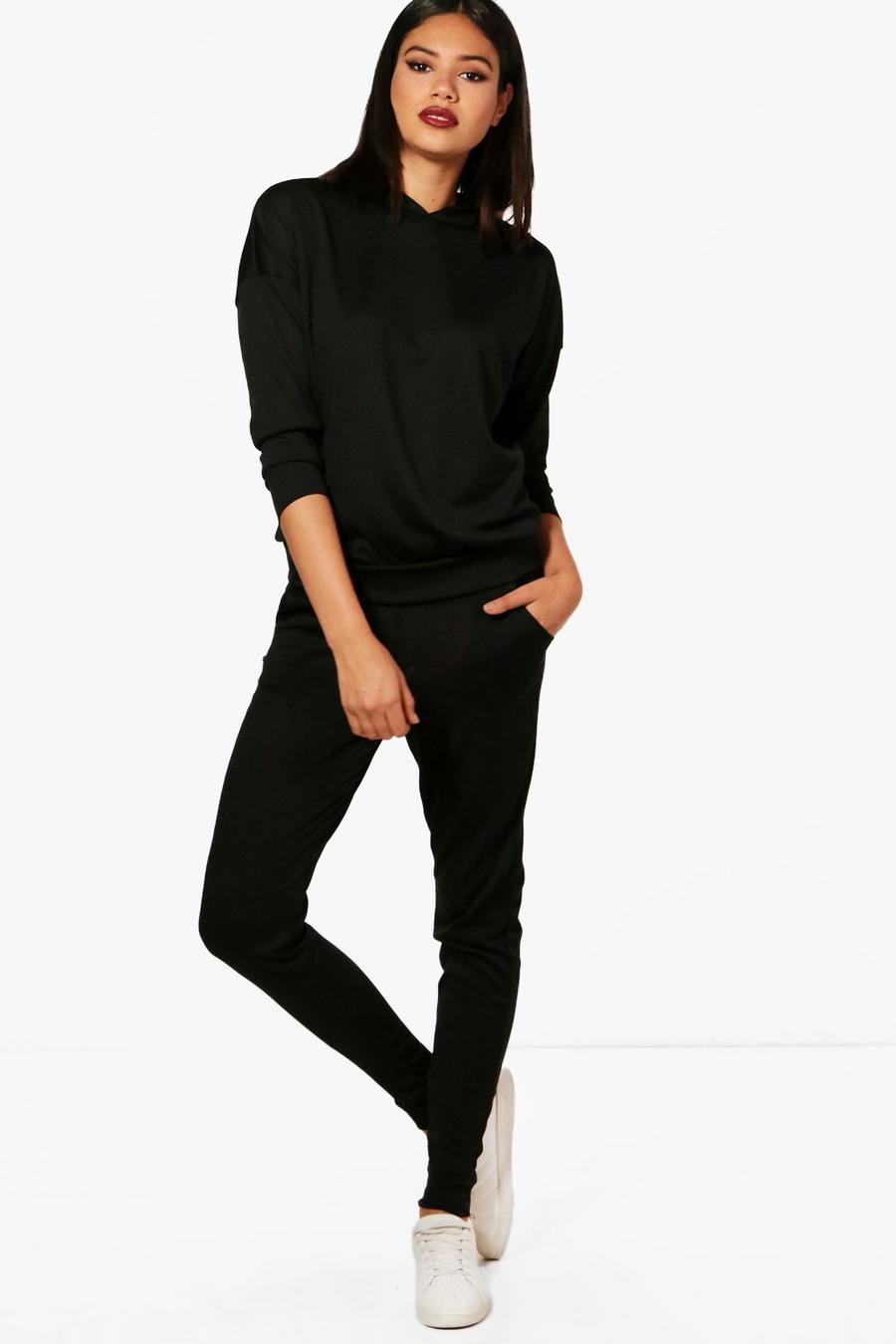 Hoody & Jogger Knitted Loungewear Set, Black image number 1