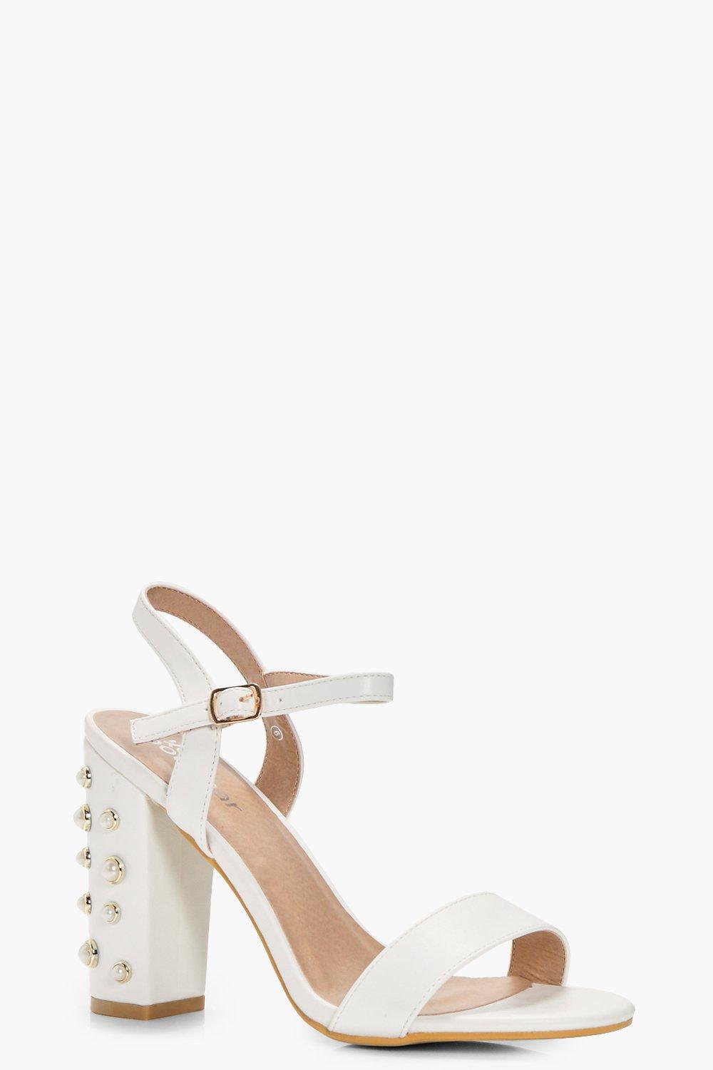 pearl block heel sandals