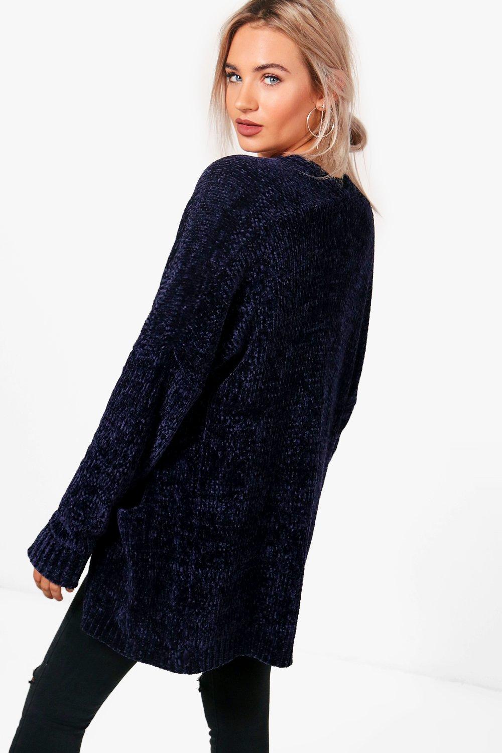 chenille cardigan black