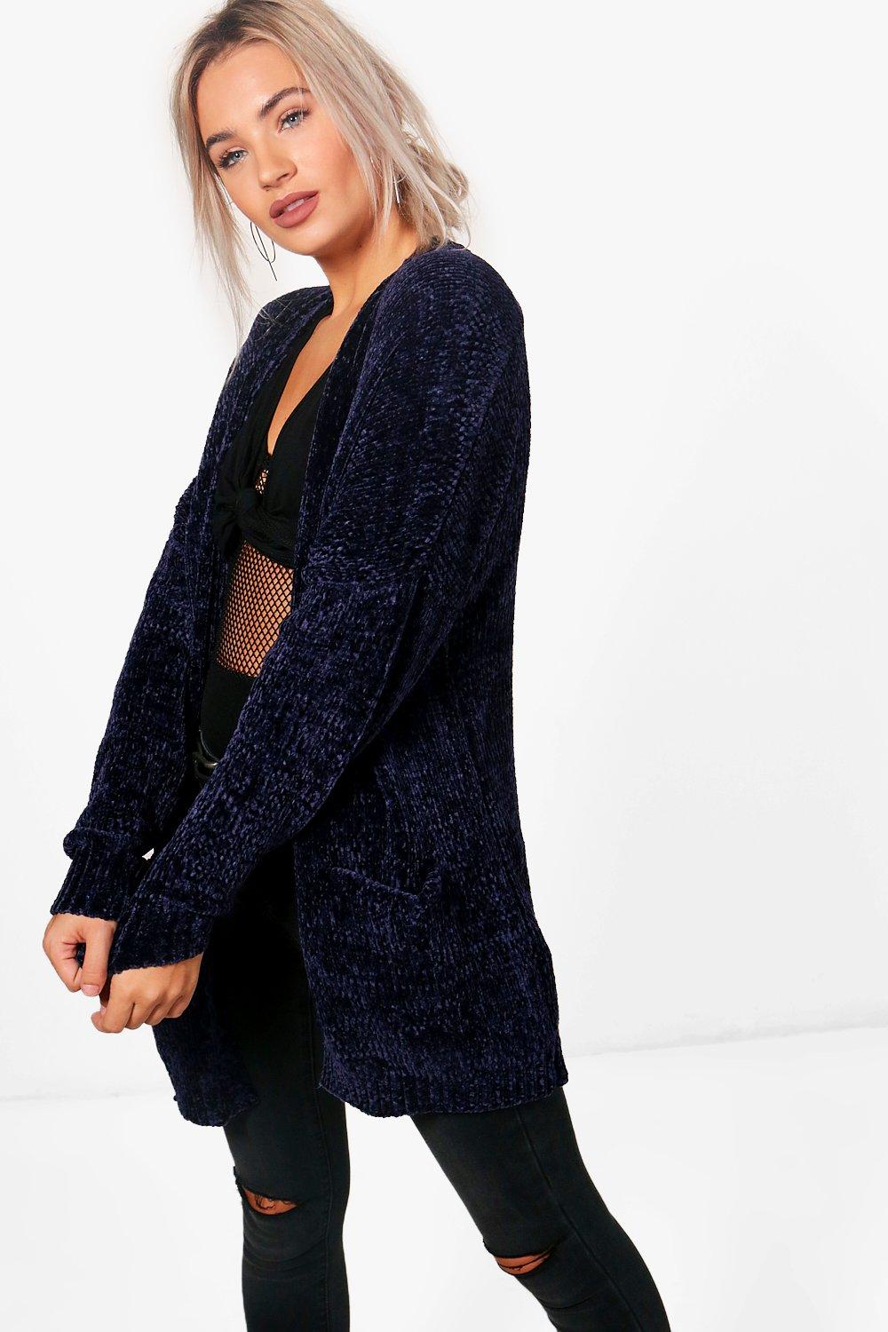 chenille cardigan black