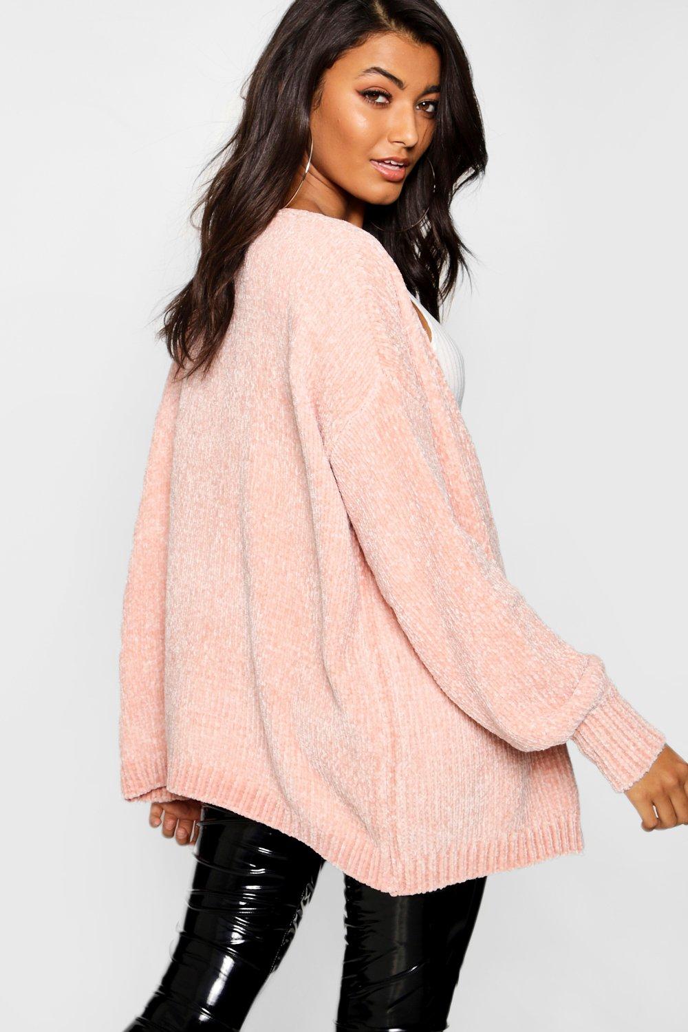 black chenille slouchy cardigan
