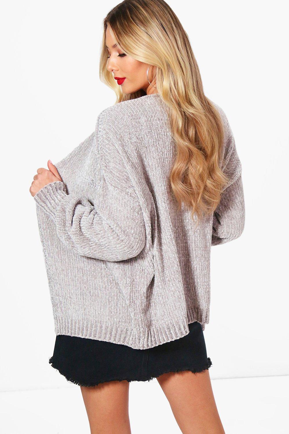 Grey chenille shop slouchy cardigan