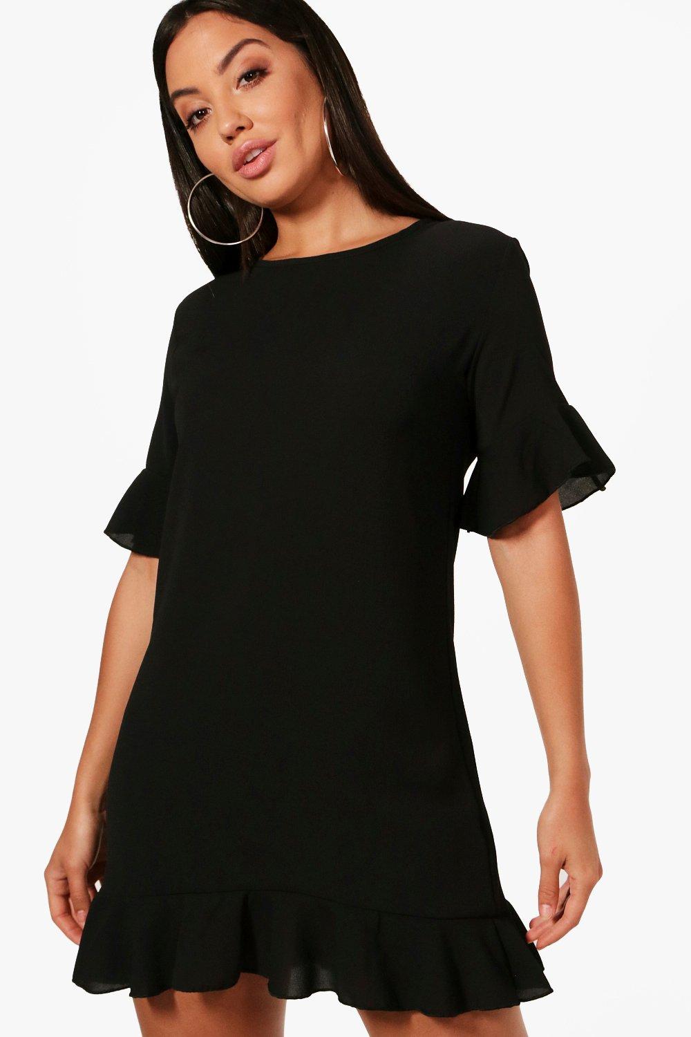 ruffle hem shift dress