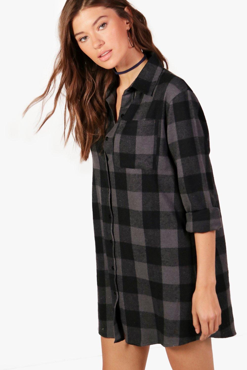 checked shirt dress