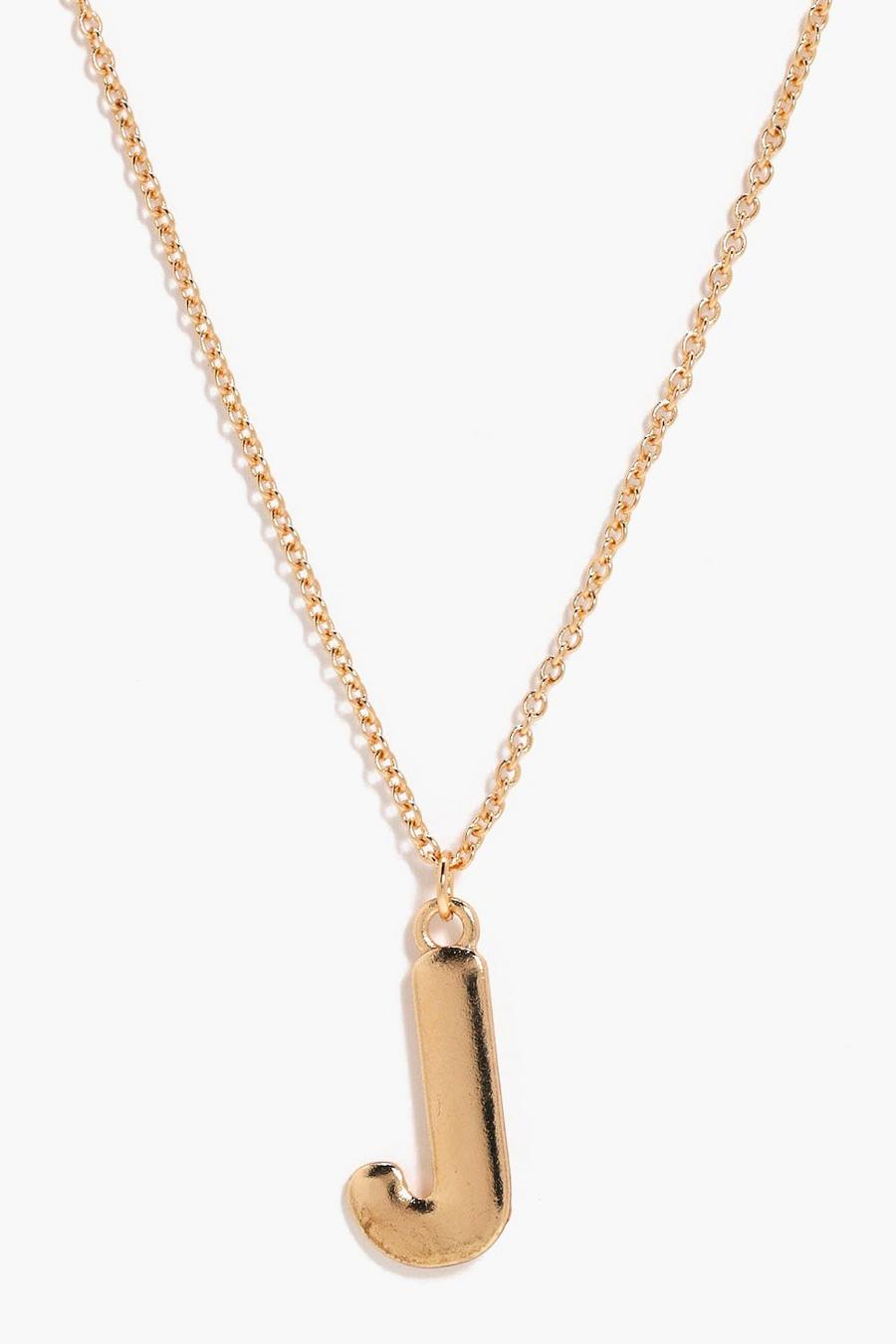 Gold J Initial Charm Necklace image number 1